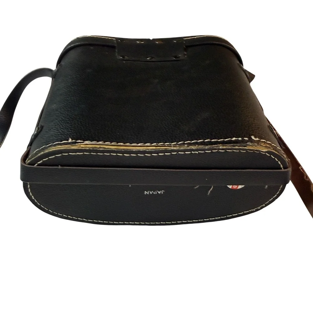 Tasco Binocular Case Vintage Japan Black Blue‎ Velvet Lining Hard Shell Strap